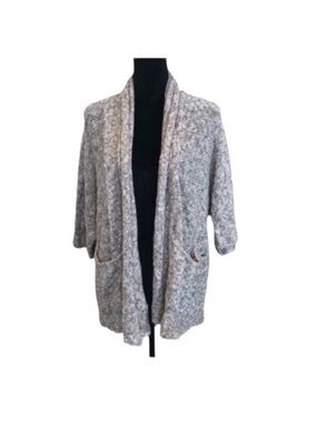 Line the label boho grey linen cotton distressed open front cardigan size small